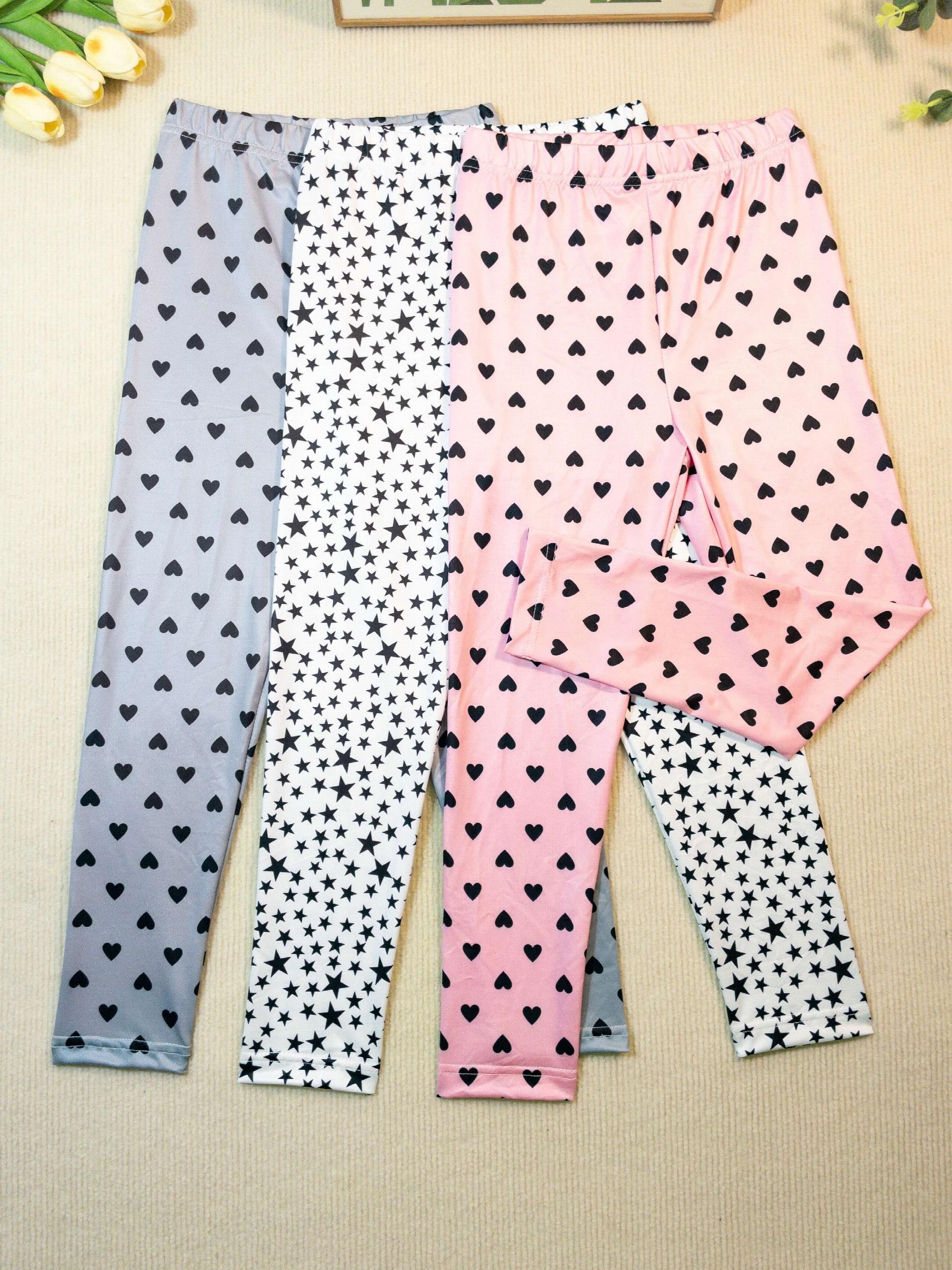 Girls Heart and Star Print Yoga Pants Slim Fit Leggings