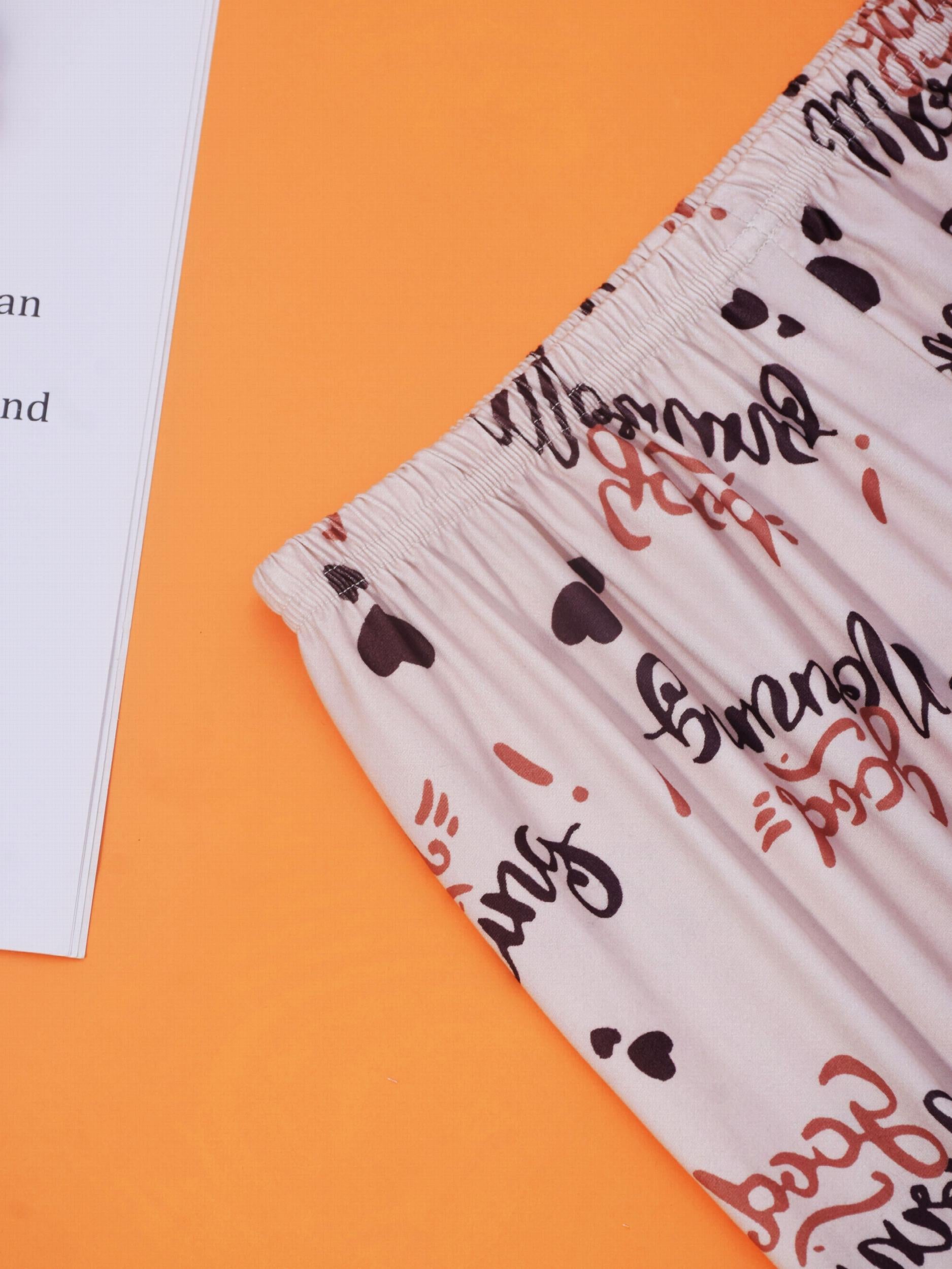 Letter Print Pajama Set Short Sleeve Crew Neck Top & Lounge Pants