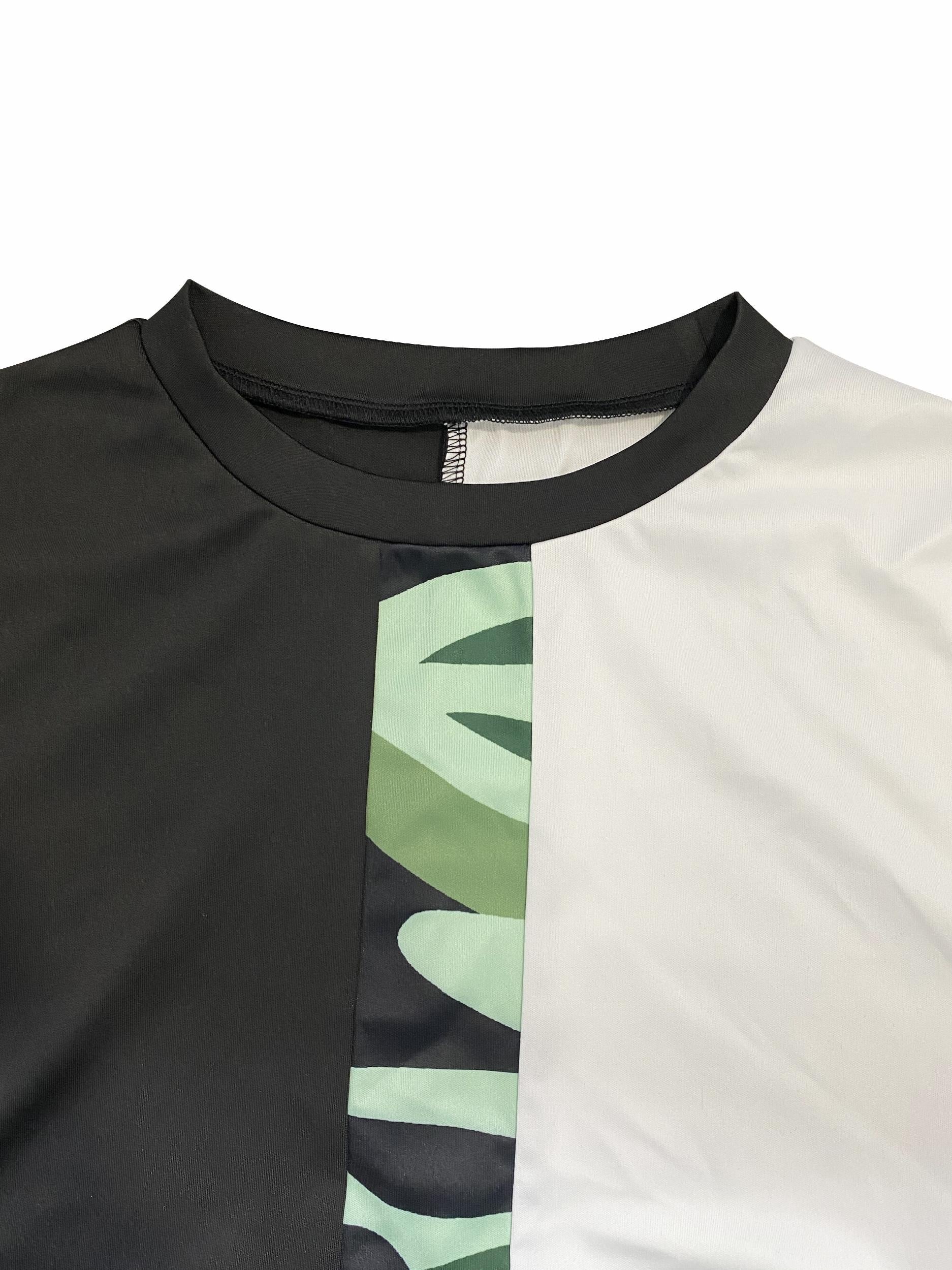 Colorblock Camo Print Top & Pants Set