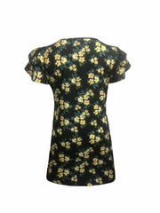 Floral Print Layered Sleeve Round Neck Mini Dress