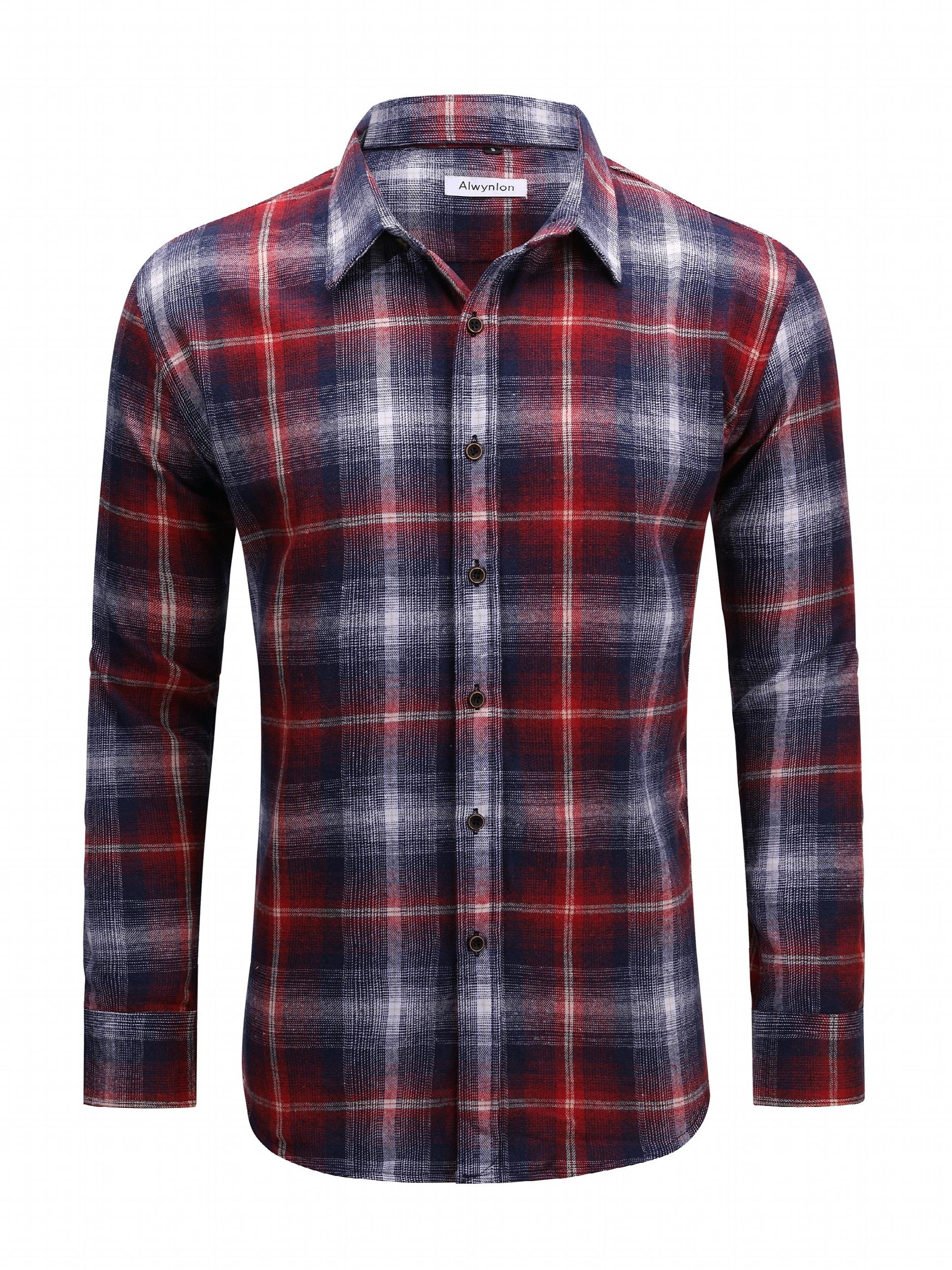 Plaid Pattern Print Men's Casual Button Up Long Sleeve Shirt