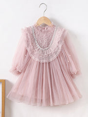 Frill Trim Bead Detail Fairy Princess Dress for Toddler Girls