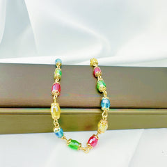18K Gold Plated Colorful Crystal Beaded Bracelet Y2K Jewelry
