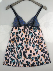 Lace Slip Nightdress Sexy V Neck Leopard Sleep Dress Women's Sleepwear