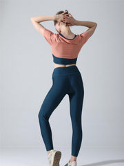 High Waist Women's Short Sleeved Sports Suit