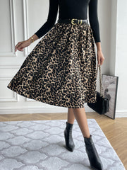 Women's Plus Leopard Print High Rise A-line Skirt