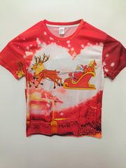 Christmas Santa Claus And Deer Print Men's Graphic T-shirt