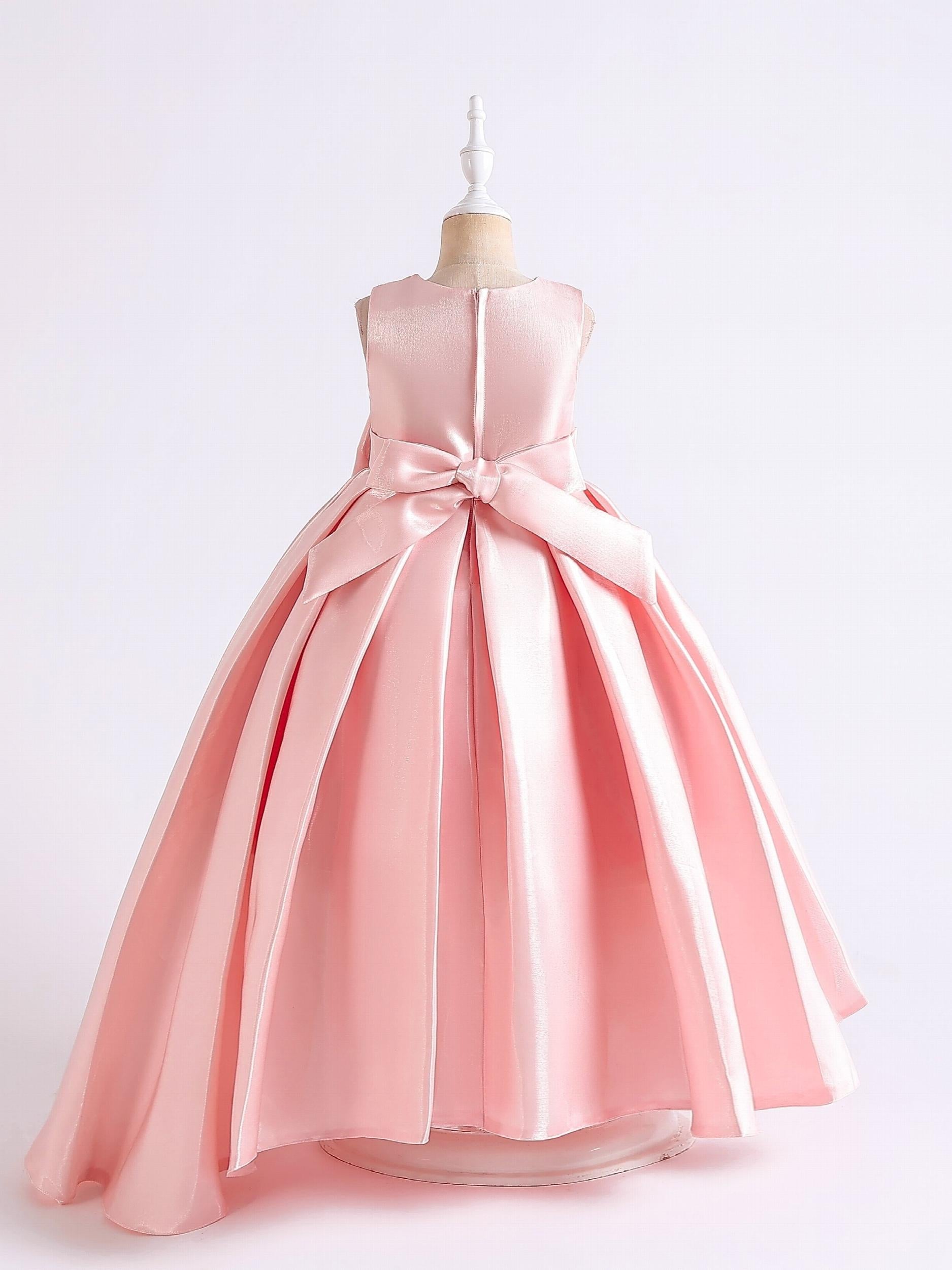 Girls High Low Ball Gown Dress Gradient Hearts Bow Waist Sleeveless