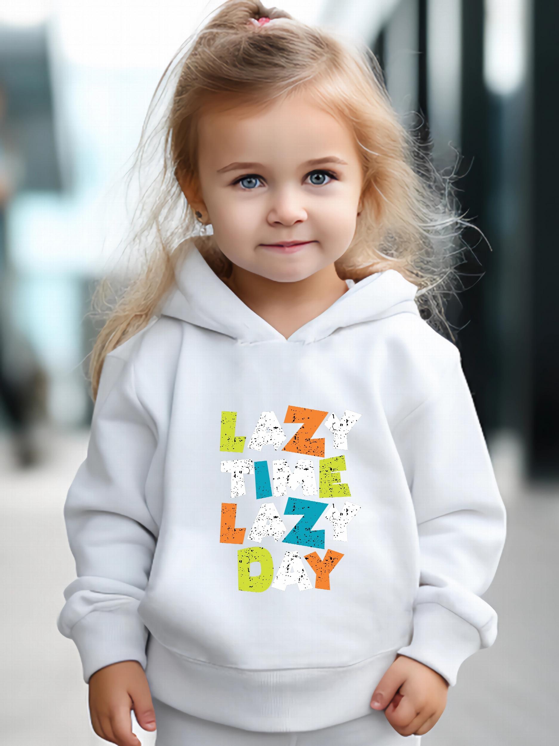 Lazy Time Print Hoodies Jogger Pants Set Girls Sports
