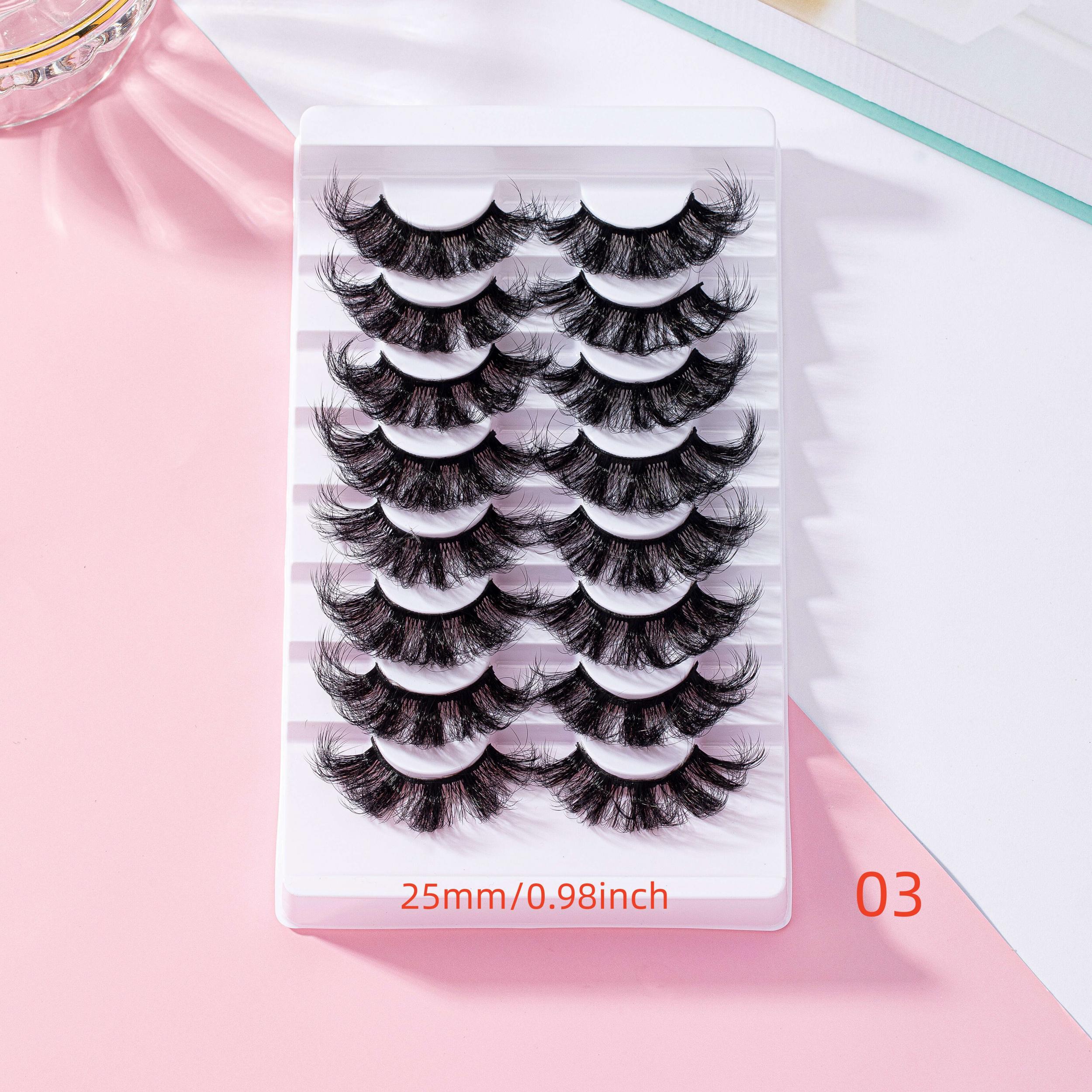 8 Pairs 25mm Cat Eye Fluffy Faux Mink 9D Wispy Lashes