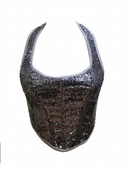 Sequin Shaping Halter Top Tummy Control Backless