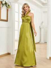 Cross Tied Bridesmaid Dress Cinched Waist Tank Dress For Wedding