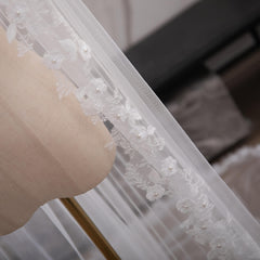 Boho Wedding Lace Border Veil Full Lace Circular Train Ivory Bridal Veil