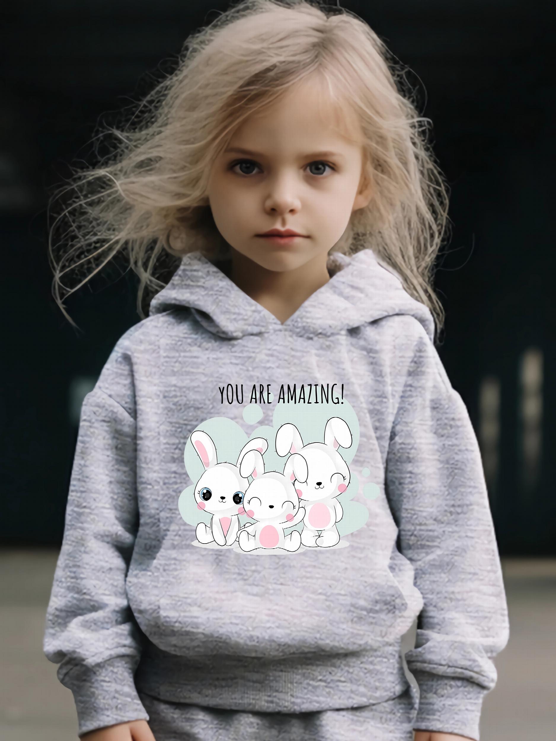 Girls 2-Piece Rabbit Hooded Sweatshirt and Sweatpants Set