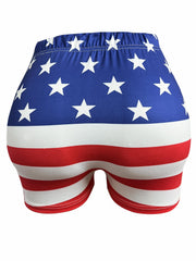American Flag Print Shorts 2 Pack Sexy Elastic Waist Independence Shorts