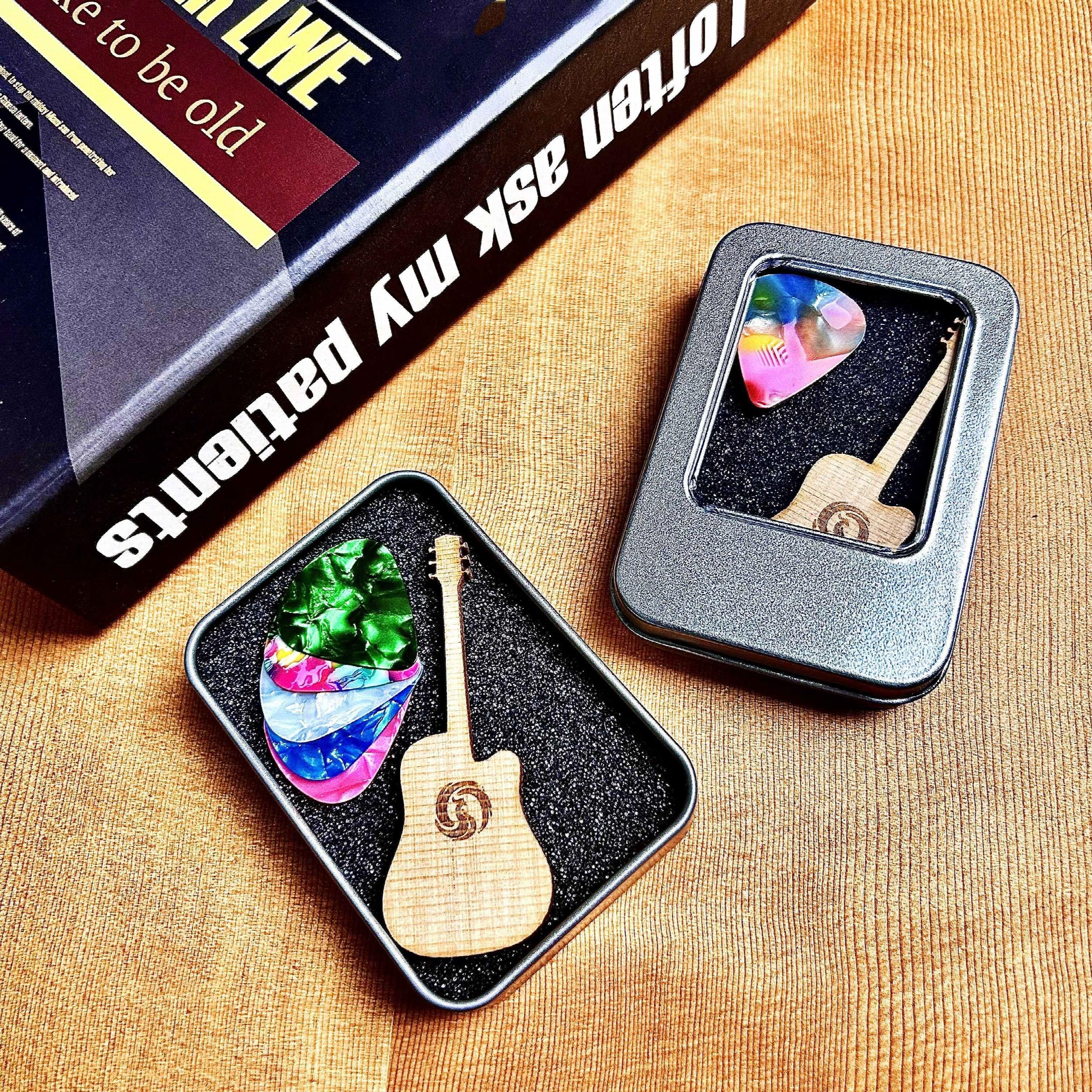 15pcs Celluloid Guitar Picks with Storage Box + 3pcs 0.46, 0.71, 0.96mm Picks