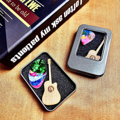 15pcs Celluloid Guitar Picks with Storage Box + 3pcs 0.46, 0.71, 0.96mm Picks