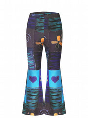 Colorblock Graphic Print High Waist Flared Leg Pants