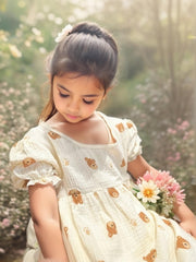 Toddler Girls Ruffle Sleeve Pajamas Robe Bear Graphic Nightdress