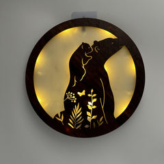 Children's Room Decoration Wall Clock LED Creative Lamp Retro Wooden Sign