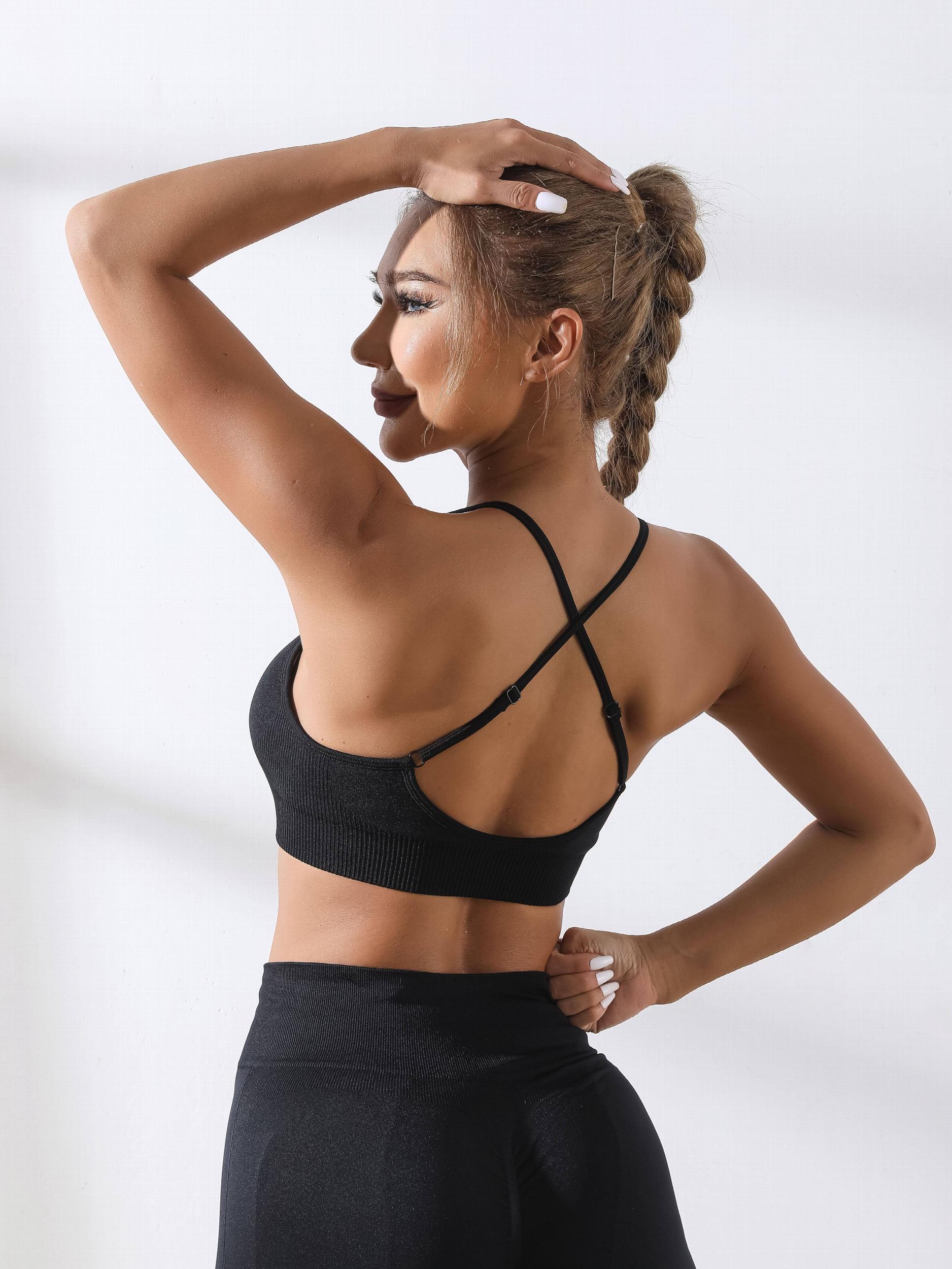 Criss Cross Straps Sports Top High Stretch Spaghetti Straps Fitness Crop Tank