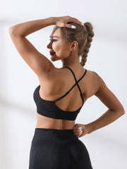 Criss Cross Straps Sports Top High Stretch Spaghetti Straps Fitness Crop Tank