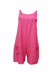 Solid Patched Pockets Romper Jumpsuit Sleeveless Casual Women's Clothing