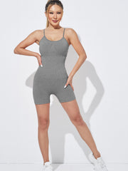 Women Quick Drying Yoga Cami Romper Round Neck Bodysuit