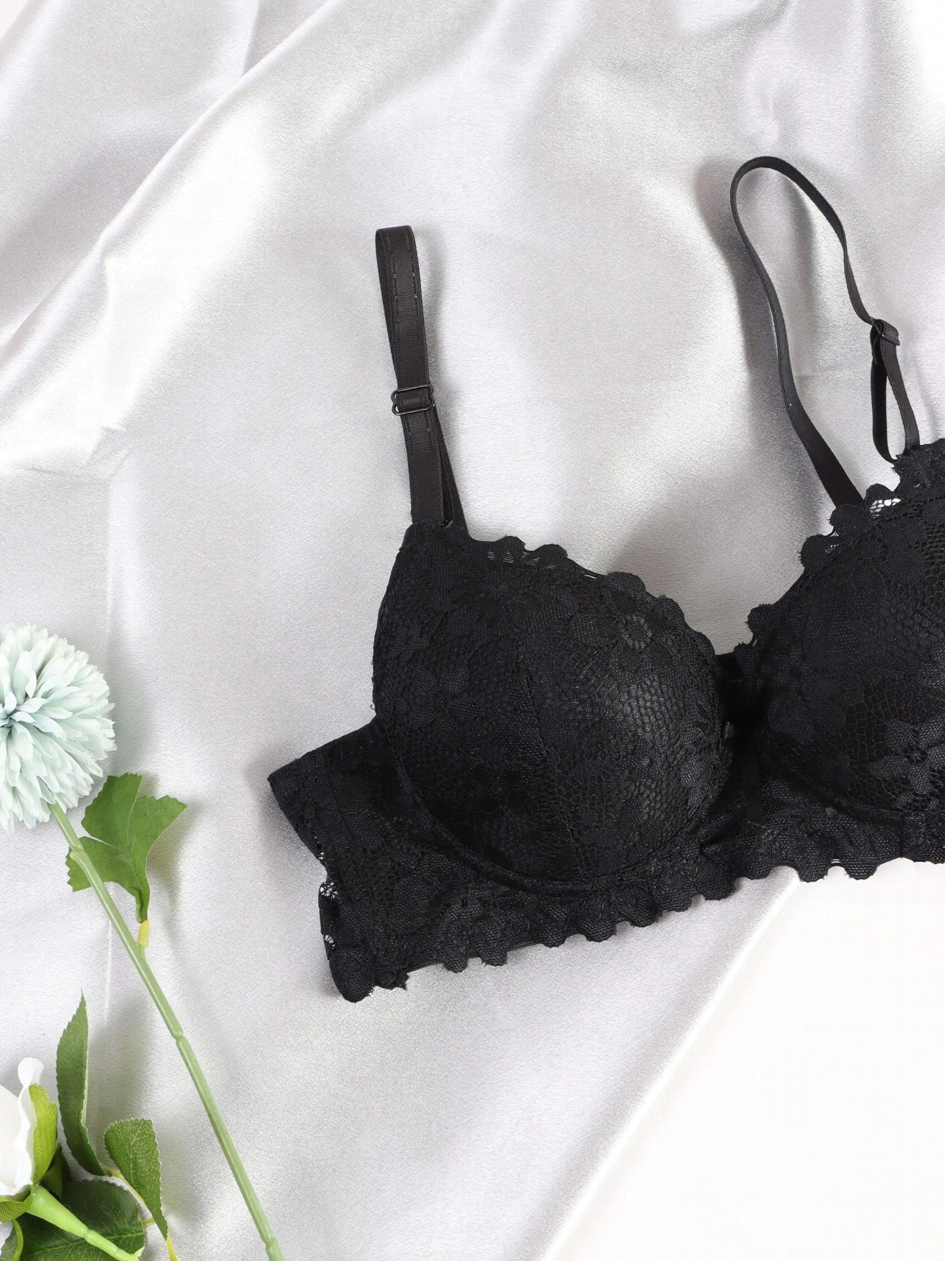 Contrast Lace Push Up Bra Women's Intimates Bra