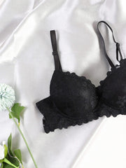 Contrast Lace Push Up Bra Women's Intimates Bra