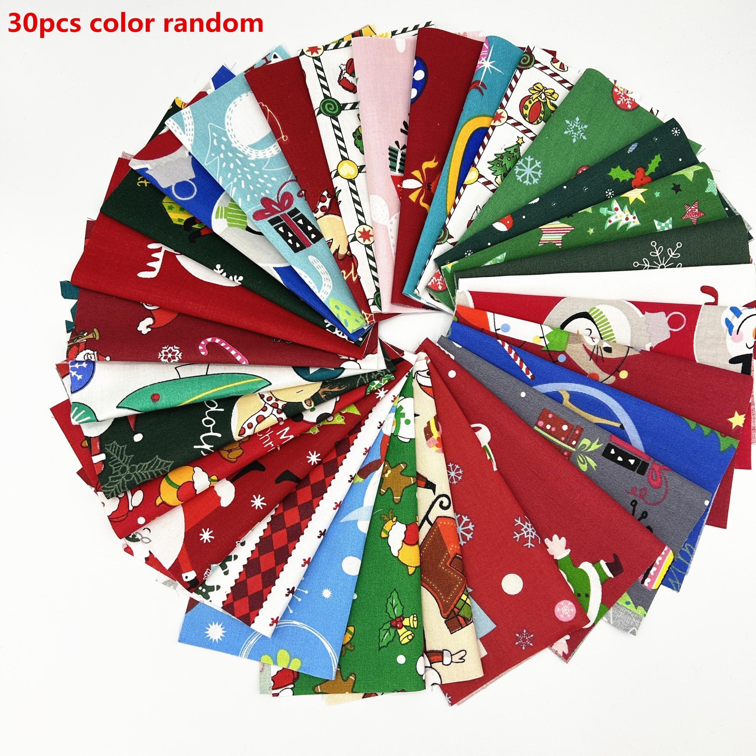 30pcs Christmas Patchwork Fabric Set, Printed Cotton for DIY Sewing Quilting
