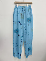 Floral Print Elastic Waist Pants with Pockets for Spring & Summer