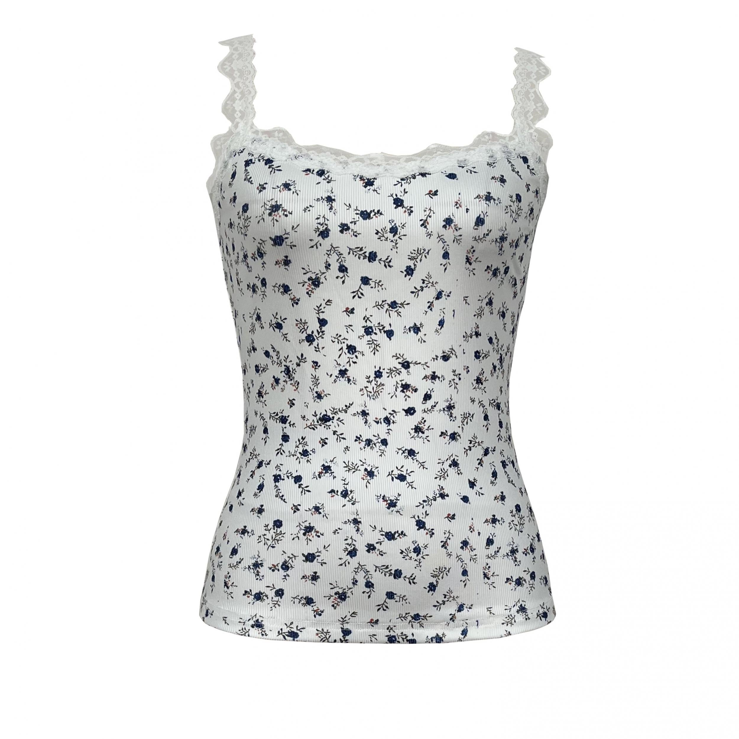 Floral Lace Strap Top Sexy Backless Cami for Women