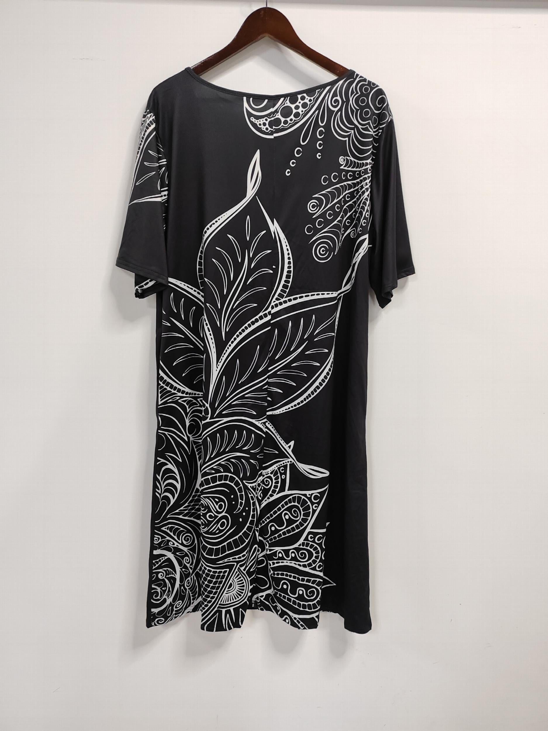 Floral Print Short Sleeve Casual Dress With Pockets