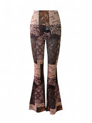 Flower Letter Block Sports Flare Pants Women's Yoga Bell bottoms Pants
