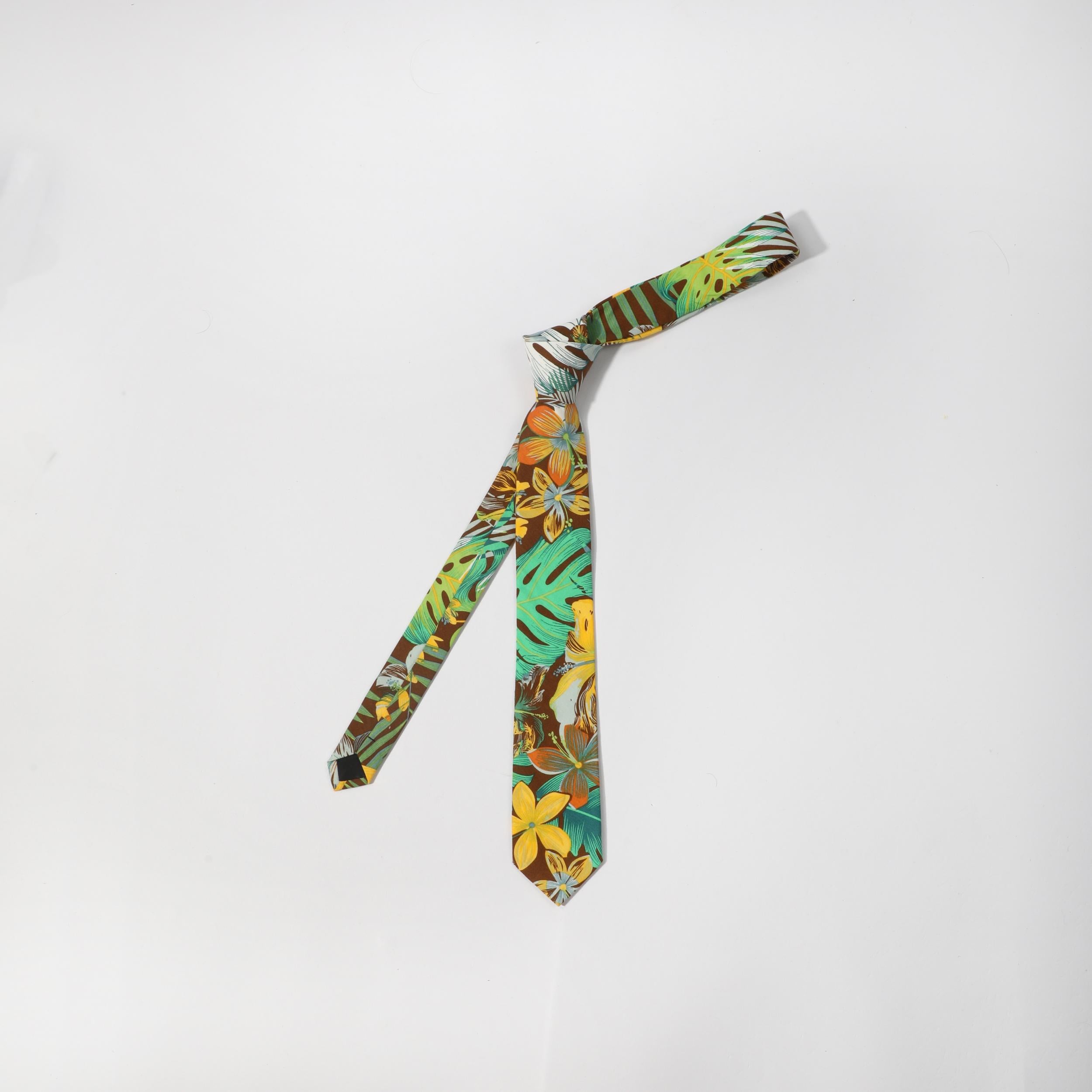 Summer College Style Funky Casual Cotton Floral Print Tie