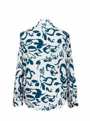 Plus Size Casual Blouse Women's Plus Print Long Sleeve Button Up Shirt