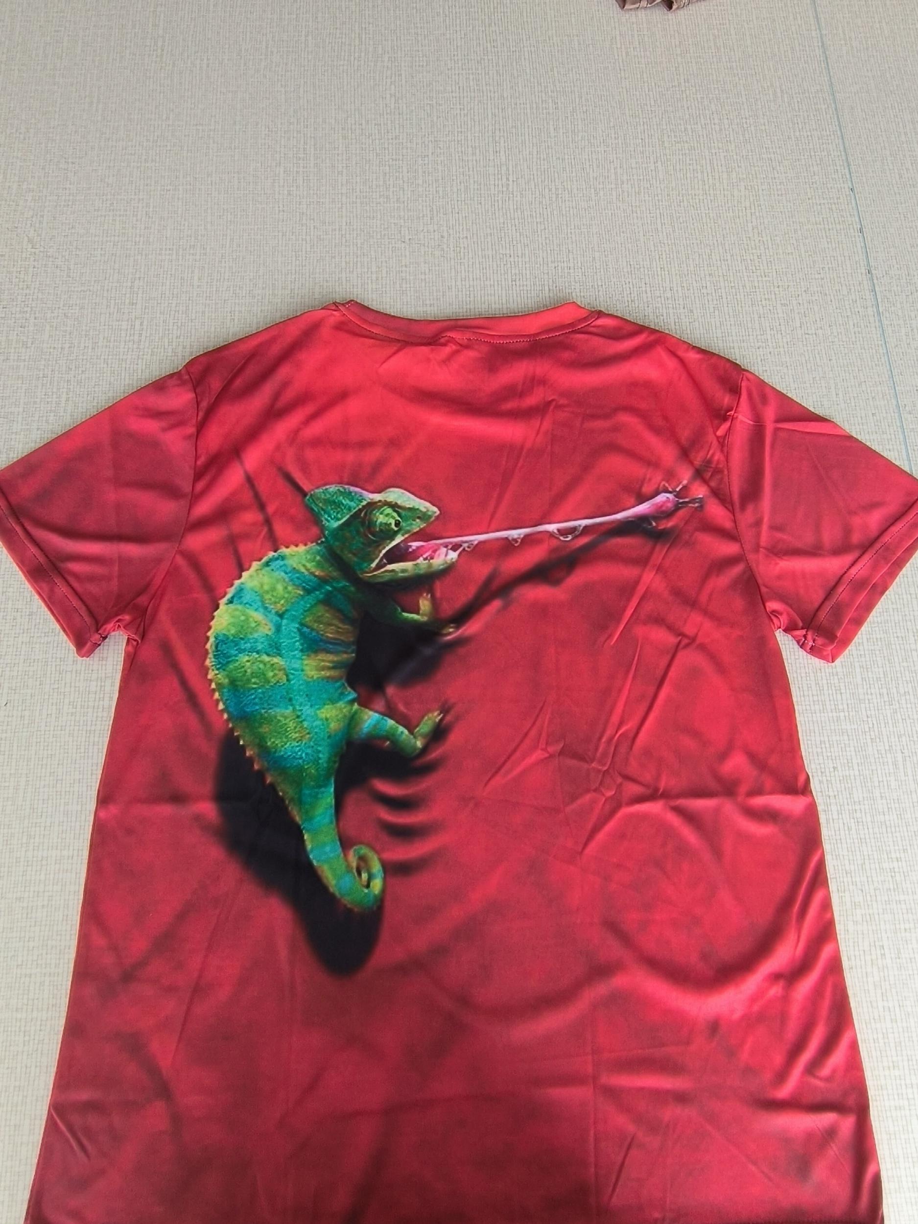 Men's 3D Chameleon Print T shirt Casual Comfy Mid Stretch Crew Neck Tee
