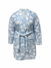 Polar Bear Flannel Shawl Collar Bathrobe