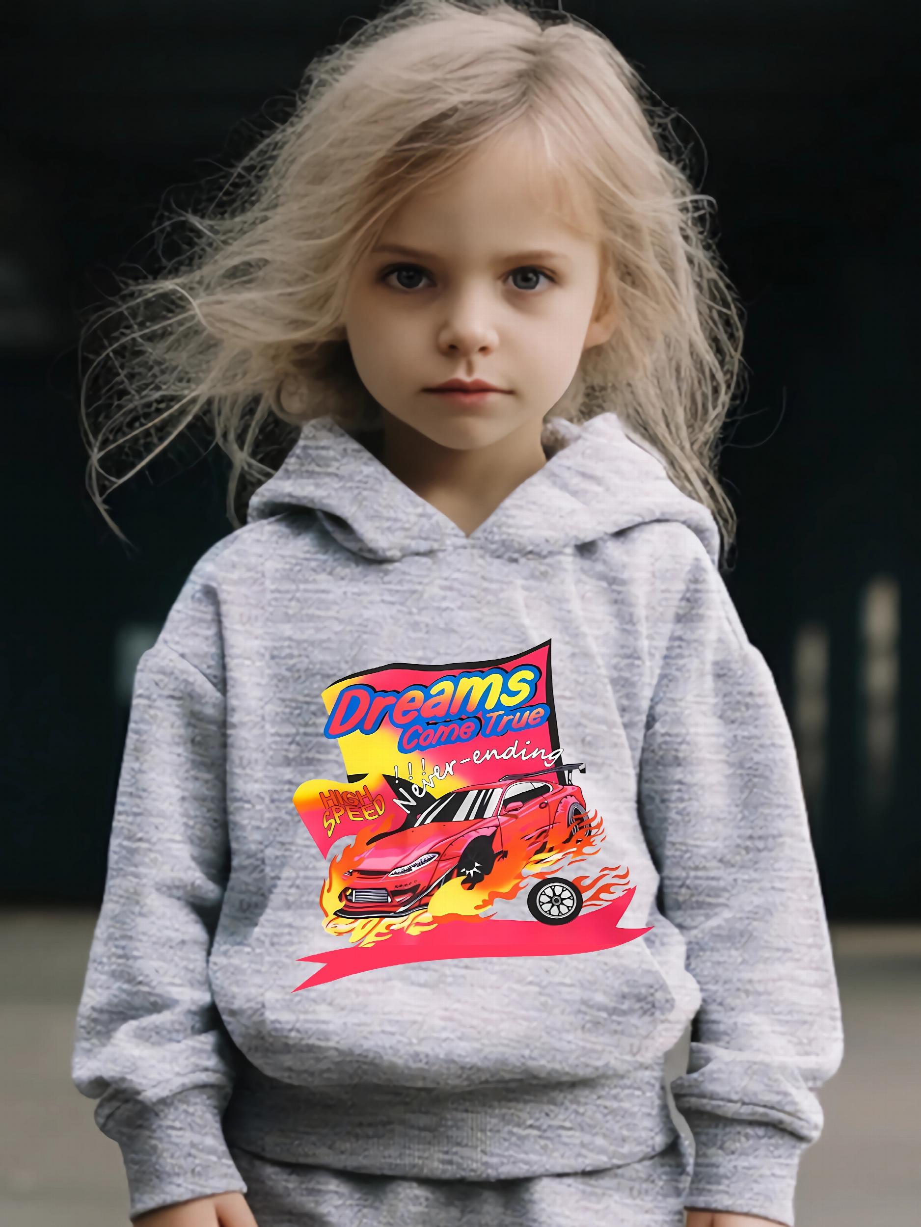 2pcs Racing Car Graphic Hoodies Pants Set for Girls