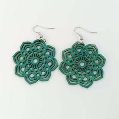 Flower Hollow Dangle Earrings Wooden Boho Style Gift