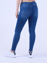 Casual Skinny Jeans Washed Ripped Button Fly High Stretch