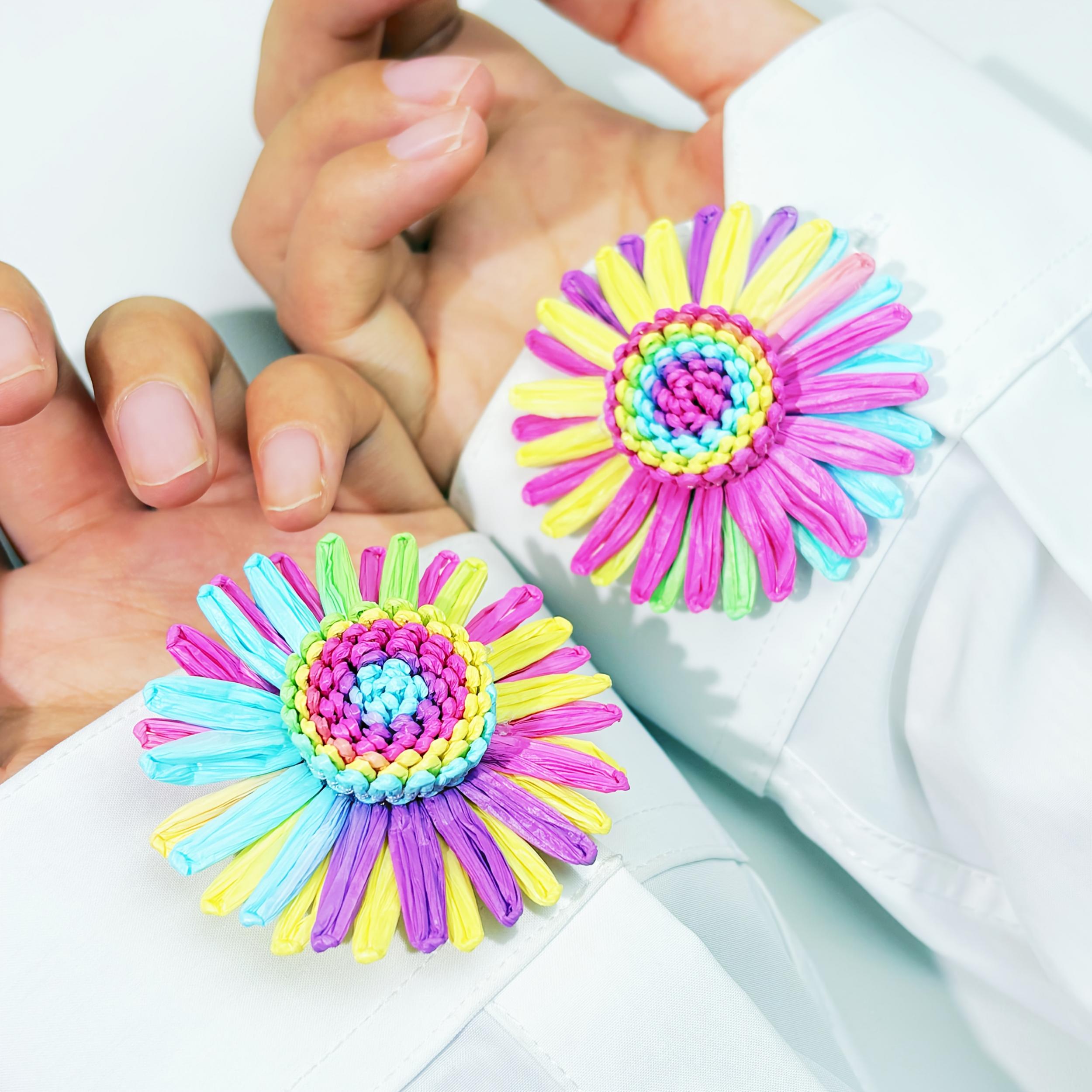2pcs Floral Button Covers No Sewing Required for Men & Women's Shirts