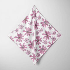 Pink Flower Print Bandana Boho Square Scarf Headband For Women