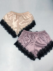 Soft Lace Stitching Sleep Bottoms Elastic Waistband Shorts