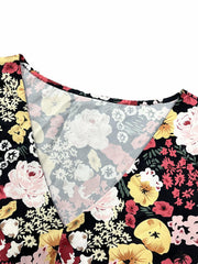 Floral Print V Neck Mini Dress