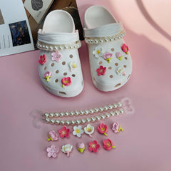 Peach Blossom Hole Shoes Accessories Pearl Necklace