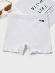 Girls Casual Letter Embroidery Short Leggings