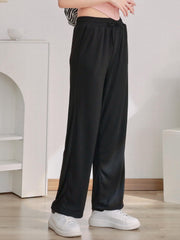Solid Color Drawstring Wide Leg Pants