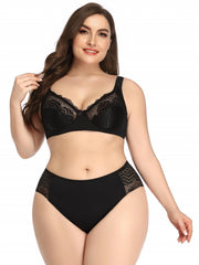 Contrast Lace Push Up High Waist Lingerie Set